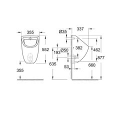Писсуар подвод воды сзади Grohe bau ceramic 39438000