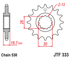 Звезда передняя JTF333.16RB для Honda CBR900RR, CBR1000RR