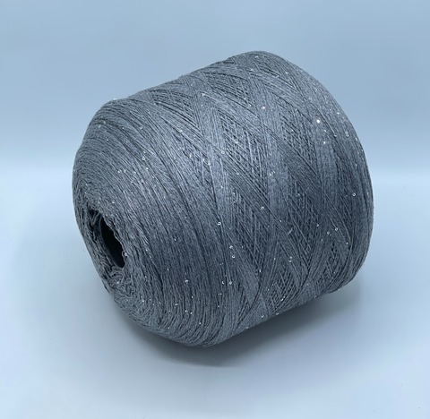 Бобинная пряжа, Merino Pailletes, 450м, 80% Меринос, 20% Полиэстер(пайетка), Серый+пайетка. 39468