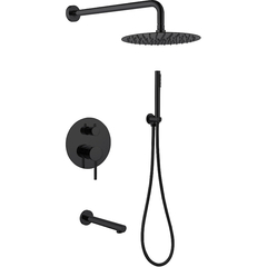 Abber Emotion AF8817B Душевая система скрытого монтажа с изливом, цвет: черный матовый фото