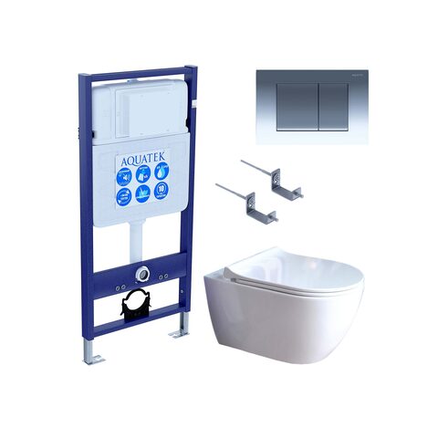 Aquatek SET Aquatek ПОЛАРИС-01-010 4в1 SET Aquatek ПОЛАРИС (рама Aquatek Standard INS-0000012+унитаз ПОЛАРИС AQ0700-01 с тонким сиденьем soft-close+ крепеж KKI-0000002 +панель KDI-0000010)