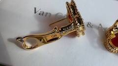 Серьги клевер на английском замке VCA качество yellow VGOLD