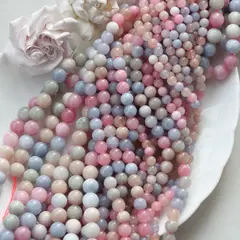 Тонированный кварц, микс, шарик, 6 мм, нить, К040