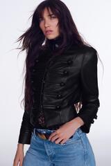 ZARA КУРТКА ИЗ 100% КОЖИ С ЗАСТЕЖКОЙ НА КЛЕВАНТЫ — ZW COLLECTION, ЧЕРНЫЙ