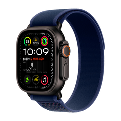 Умные часы Apple Watch Ultra 2 (2024) GPS + Cellular, 49mm, Black Titanium Case with Blue Trail Loop S/M, (Синий)