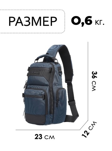 Картинка рюкзак однолямочный Ozuko 9805 Blue - 2