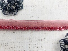Кант органза с бисером, ш. 1,5 см, бисер ш. 0,5 см, бордовый