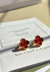 Серьги клевер на английском замке VCA качество yellow VGOLD
