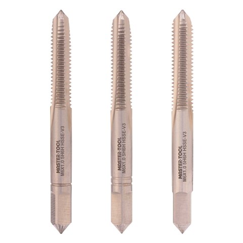 Метчик М 6,0х1,0 (Комплект 3шт) DIN352 HSSEV3 5h6h 56мм a=4,9 Master-tool 317190HT
