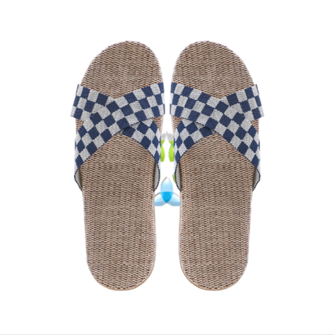 (1 PV) Kardli slippers（man) - Мужские тапочки летние (41-42; *280 мм*), (Подошва-Резина / Верх-Текстильные материал),  (КРЕСТИК КЛЕТКА)