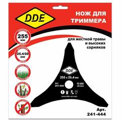 Нож для триммера DDE DAGGER CUT 3-хлопастной, 255 х 25,4/20 мм (толщина = 1,6 мм) (241-444)