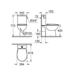 Напольный унитаз GROHE Bau Ceramic с бачком и сиденьем, альпин-белый