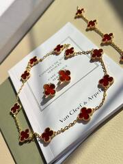 Серьги клевер на английском замке VCA качество yellow VGOLD