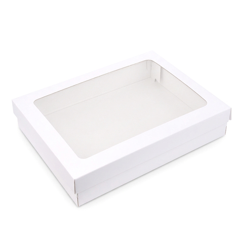 Коробка для кейтеринга 40x30x8 см, белая с окном
