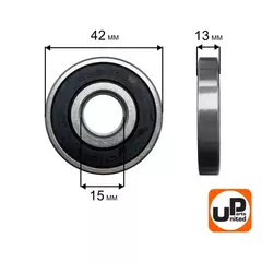Подшипник шариковый UNITED PARTS 6302-2RS (90-0638)