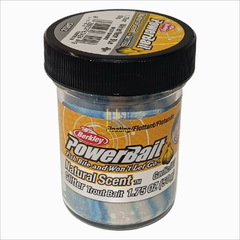Паста Berkley NATURAL SCENT TROUT BAIT 50G GARLIC WHITE/NEON BLUE BGTGNB2 (ЧЕСНОК) белый/голубой с блёстками, 6шт/уп