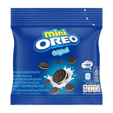Печенье OREO Mini Original с какао и начинкой с ванильным вкусом, 20,4 г (Индонезия)