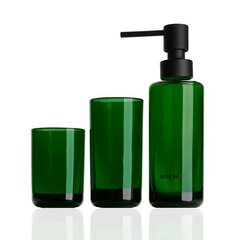 Decor Walther Pop up 0940065 Набор: стакан, дозатор, держатель зубных щеток, цвет: зелёный,чёрный фото