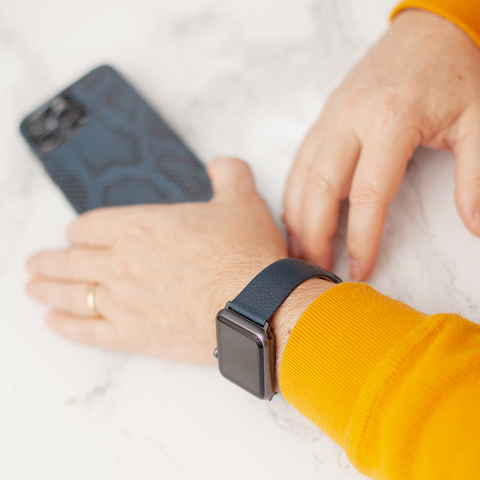 Ремешок для Apple Watch 40/41/42 mm из кожи теленка, цвета синий