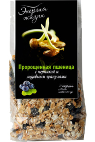 Пророщенная пшеница с черникой и медовыми гранулами 'Здоровая еда', 120г