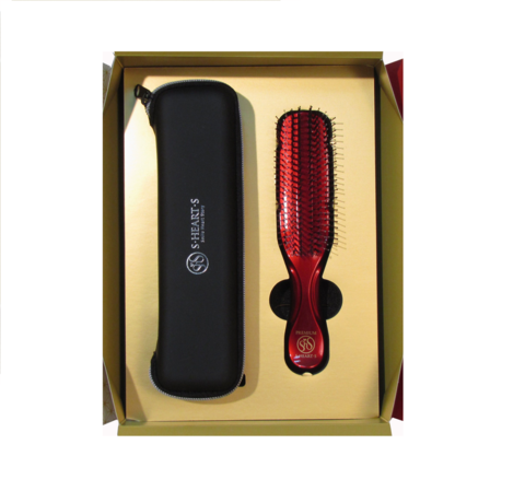 Подарочный набор с расческой Scalp Brush World PREMIUM с длинной ручкой (красный) и чехлом