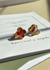 Серьги клевер на английском замке VCA качество yellow VGOLD