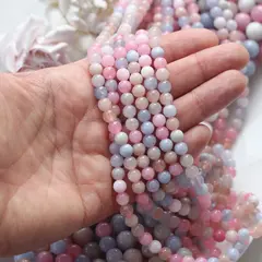Тонированный кварц, микс, шарик, 6 мм, нить, К040