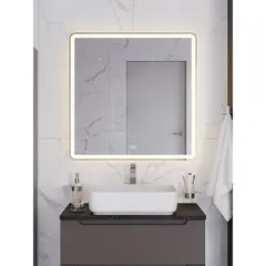 BelBagno SPC-MAR-800-800-LED-3000K-TCH-WARM Зеркало с встроенным светильником, сенсорным выключателем и подогревом, 12V, 220-240V, 800x30x800 фото
