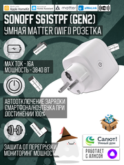 Умная Matter (WiFi) розетка Sonoff S61STPF (iPlug Gen2 S61s)