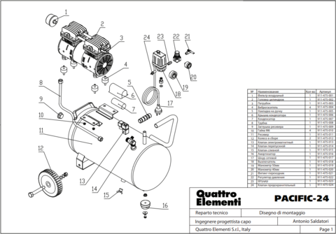 Двигатель эл. переменного тока QUATTRO ELEMENTI Pacific24 с двумя блоками цилиндров (911-475-002)