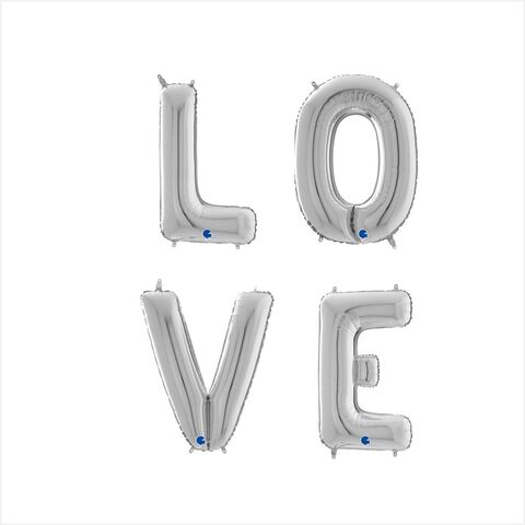 Шар Г Надпись, Love, Серебро, 26