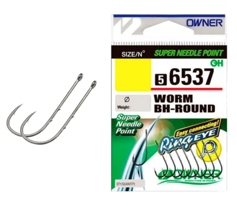 56537 № 6 Крючки OWNER Worm BH-Round-BC / продажа от 5 уп.