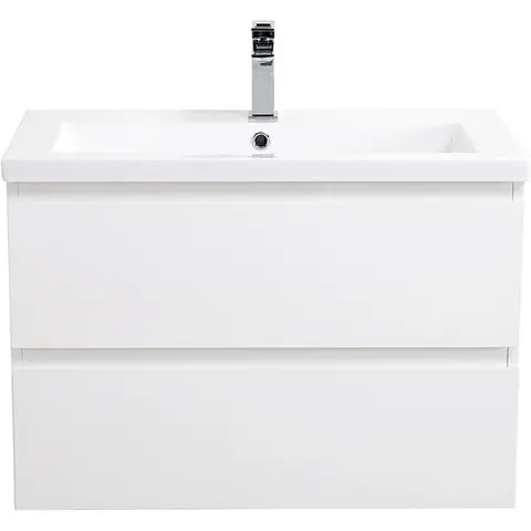 BelBagno KRAFT-750-2C-SO-BO База под раковину подвесная с фрезерованными ручками по всей длине фасада с двумя выкатн. ящ., Bianco Opaco, 750x455x500