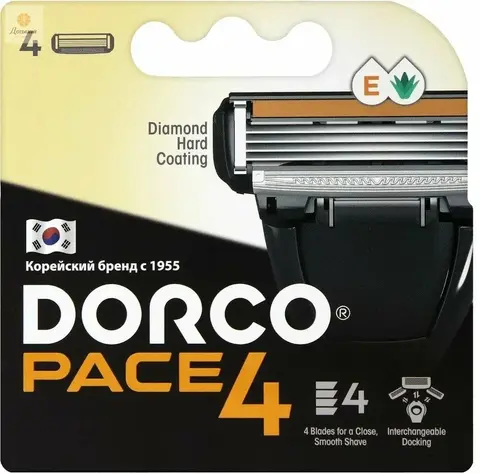 DORCO PACE4 4'S сменные кассеты с 4 лезвиями NEW (Ю.Корея)
