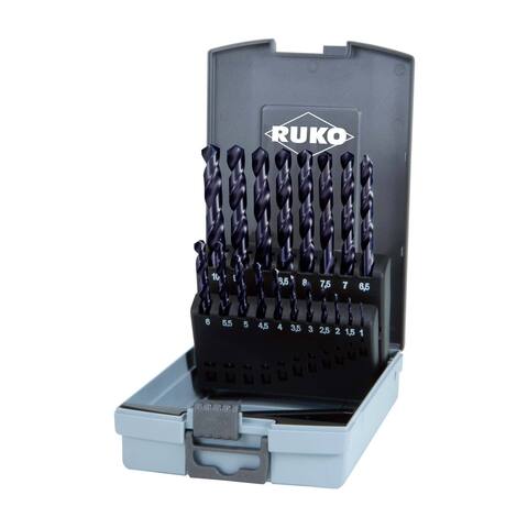 Набор сверл по металлу 1-10мм 19шт DIN338 HSSE-Co5 TiALN 130гр (пл. кейс) Ruko 215214FRO