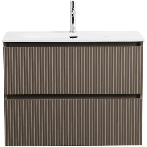 BelBagno UNO-MINI-800-2C-SO-СO База под раковину подвесная с фрезерованными ручками по всей длине фасада с двумя выкатн. ящ., Бежевый Мат.,800x395x608