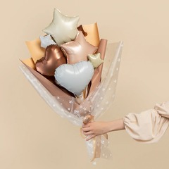Шар К 10''/25 см, Мини-сердце, Сатин, Кремовый, 5 шт.