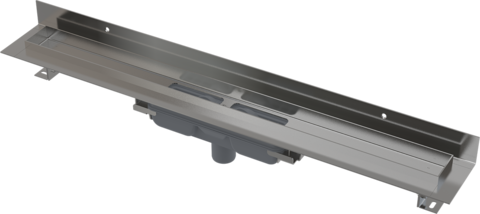 Alcaplast APZ1116-1050 Водоотводящий желоб с порогами для цельной решетки c воротником к стене, верт.