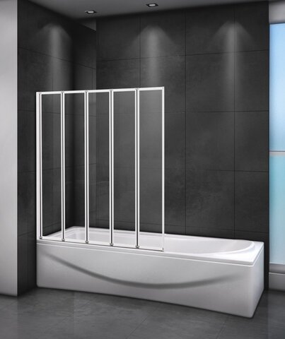 Cezares RELAX-V-5-120/140-P-BI-R Шторка на ванну, цвет: серый