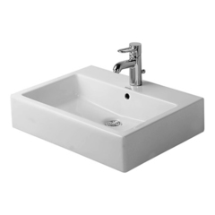 Duravit Vero 452600041 Раковина, шлифованный вариант, без перелива, с 1 отв. под смес., глазурованная задняя стенка, включая крепление, 595x465, цвет: Белый фото
