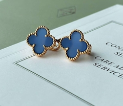 Серьги клевер на английском замке VCA качество yellow VGOLD