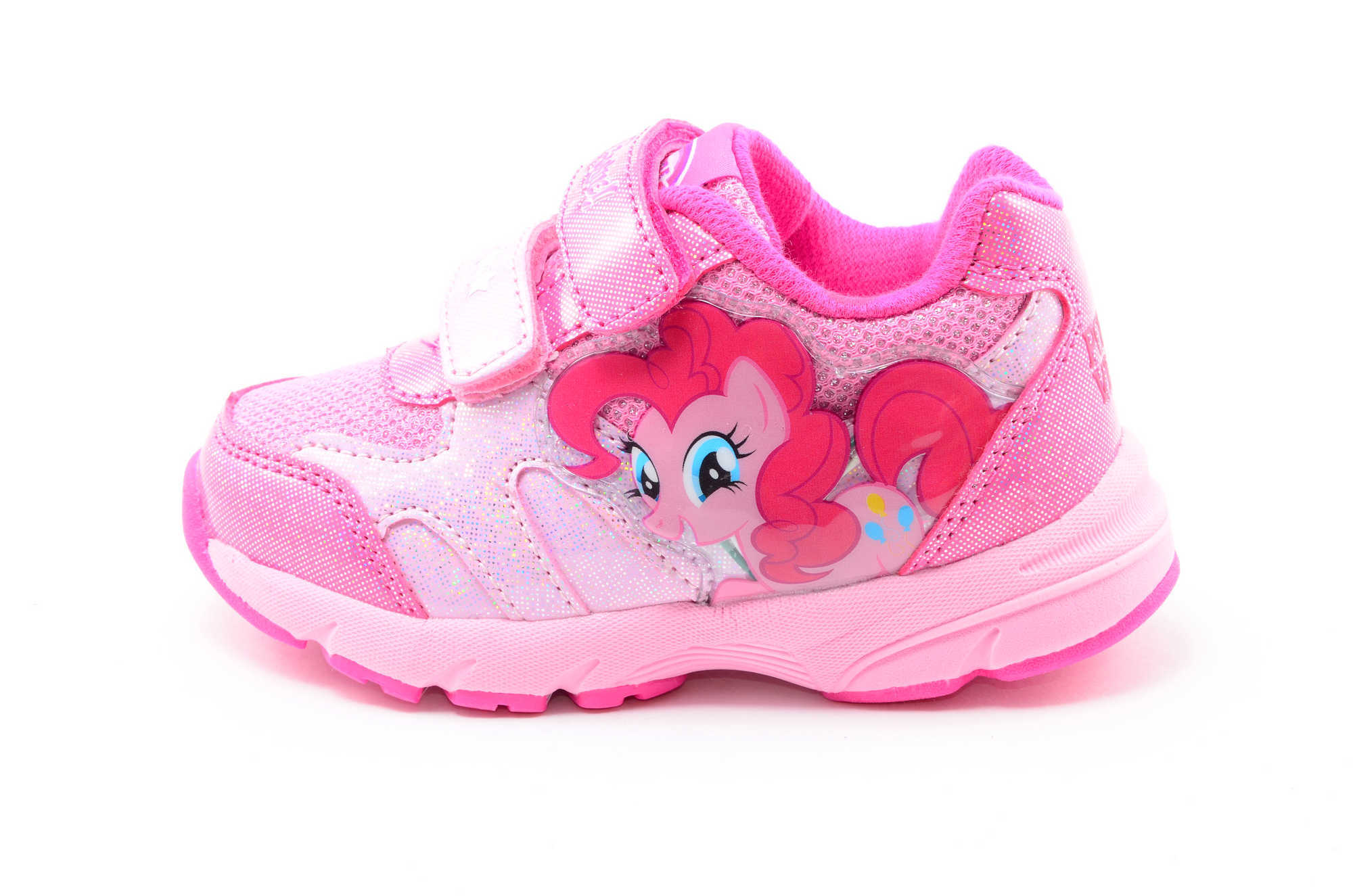 Светящиеся кроссовки для девочек Пони (My Little Pony) на липучках, цвет розовый, мигает картинка сбоку