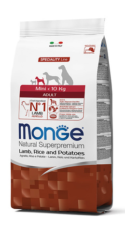 Сухой корм Monge Dog Speciality Line Monoprotein Mini корм для взрослых собак мелких пород ягненок с рисом и картофелем 7.5 кг