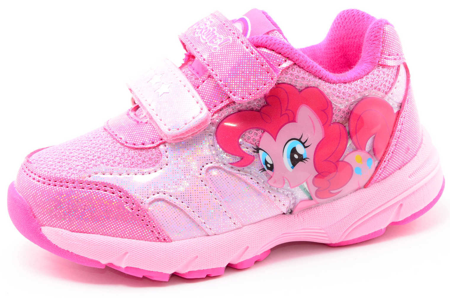 Светящиеся кроссовки для девочек Пони (My Little Pony) на липучках, цвет розовый, мигает картинка сбоку