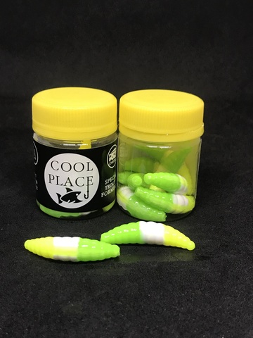 Форелевая силиконовая приманка COOL PLACE MAGGOT 1.6 цвет ЗЕЛЕНО-БЕЛО-ЖЕЛТЫЙ СЫР продажа от 2 шт.