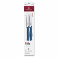 Фото Набор из 2х столовых серрейторных ножей Victorinox SwissClassic 11 см, нержавеющая сталь, рукоять полипропилен, синий