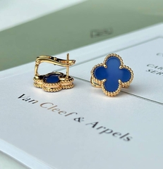 Серьги клевер на английском замке VCA качество yellow VGOLD