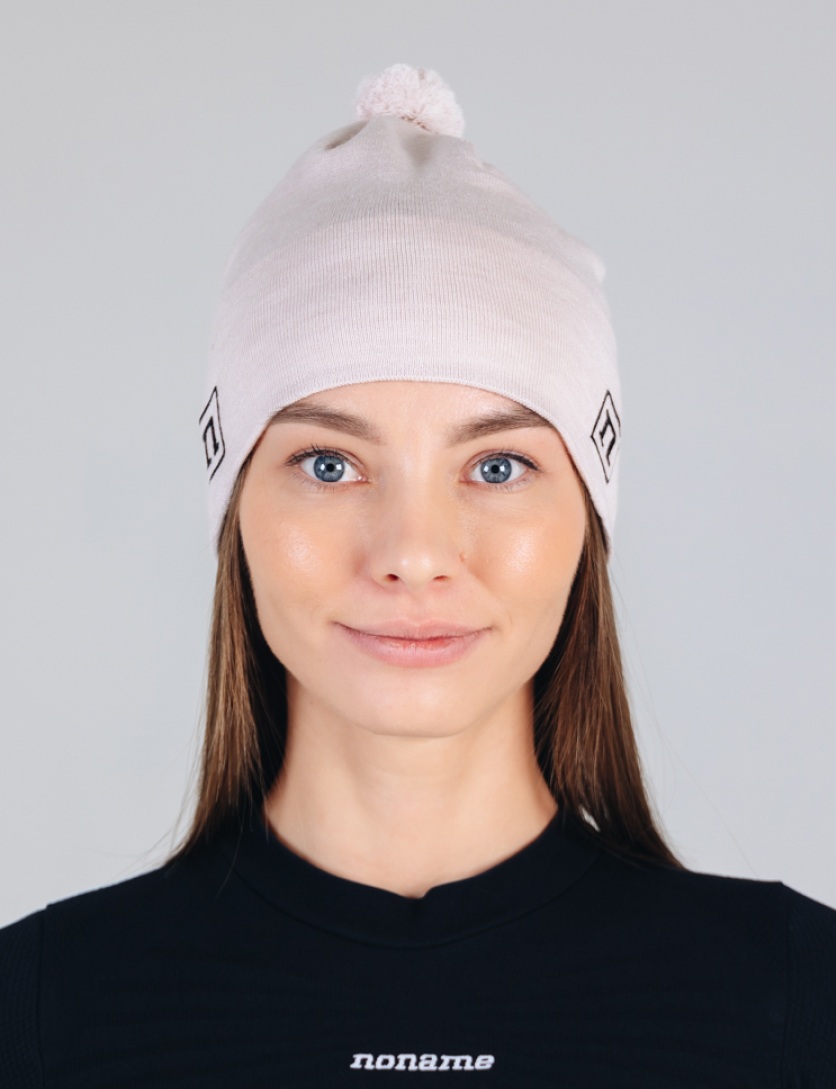 Лыжная шапка с помпоном Noname XC Knit cream white - 8