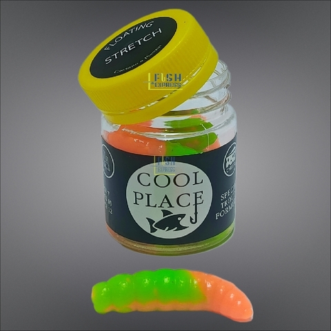 Форелевая силиконовая приманка COOL PLACE HOG (КАБАН) FLOATING STRETCH цвет ЗЕЛЁНЫЙ-ОРАНЖЕВЫЙ (плавающая/тянущаяся) 3,25г/45 мм/ 7 шт в банке продажа от 2шт