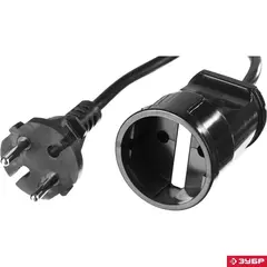 ЗУБР ПВС-207-Ш, ПВС, 2 x 0.75 мм2, 20 м, 2200 Вт, силовой удлинитель-шнур (55023-20)